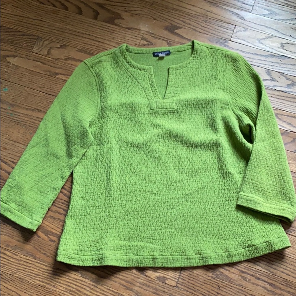 Eileen Fisher Green Textured Tunic Top Size Small - Picture 5 of 6
